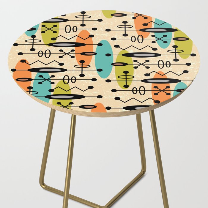 Retro 1950s Style Mid Century Modern Atomic Design 271 Googie Orange Blue and Green Side Table Gallery Image 2