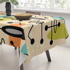 Retro 1950s Style Mid Century Modern Atomic Design 271 Googie Orange Blue and Green Tablecloth Gallery Image 3