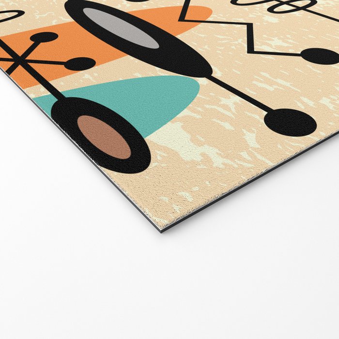 Retro 1950s Style Mid Century Modern Atomic Design 271 Googie Orange Blue and Green Welcome Mat Gallery Image 2