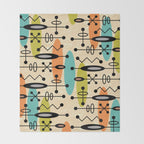 Retro 1950s Style Mid Century Modern Atomic Design 271 Googie Orange Blue and Green Throw Blanket Gallery Image 2