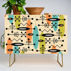 Retro 1950s Style Mid Century Modern Atomic Design 271 Googie Orange Blue and Green Credenza Gallery Image 1