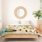 Retro 1950s Style Mid Century Modern Atomic Design 271 Googie Orange Blue and Green Duvet Cover Gallery Image 3