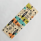 Retro 1950s Style Mid Century Modern Atomic Design 271 Googie Orange Blue and Green Yoga Mat Gallery Image 1