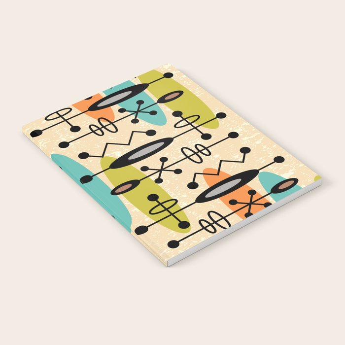 Retro 1950s Style Mid Century Modern Atomic Design 271 Googie Orange Blue and Green Notebook Gallery Image 2