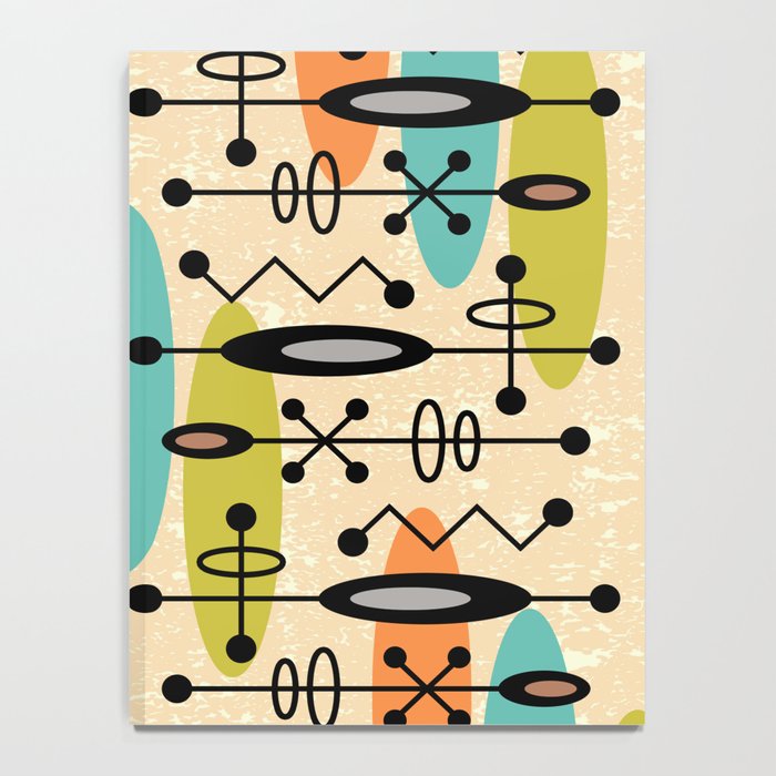 Retro 1950s Style Mid Century Modern Atomic Design 271 Googie Orange Blue and Green Notebook Gallery Image 4