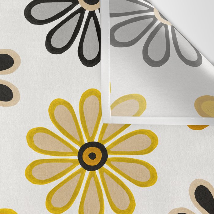 Retro Florals â Yellow & Black Wall Tapestry Gallery Image 3
