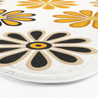 Retro Florals â Yellow & Black Bath Mat Gallery Image 3