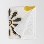 Retro Florals â Yellow & Black Throw Blanket Gallery Image 3