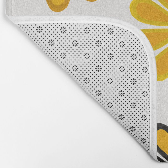 Retro Florals â Yellow & Black Bath Mat Gallery Image 2