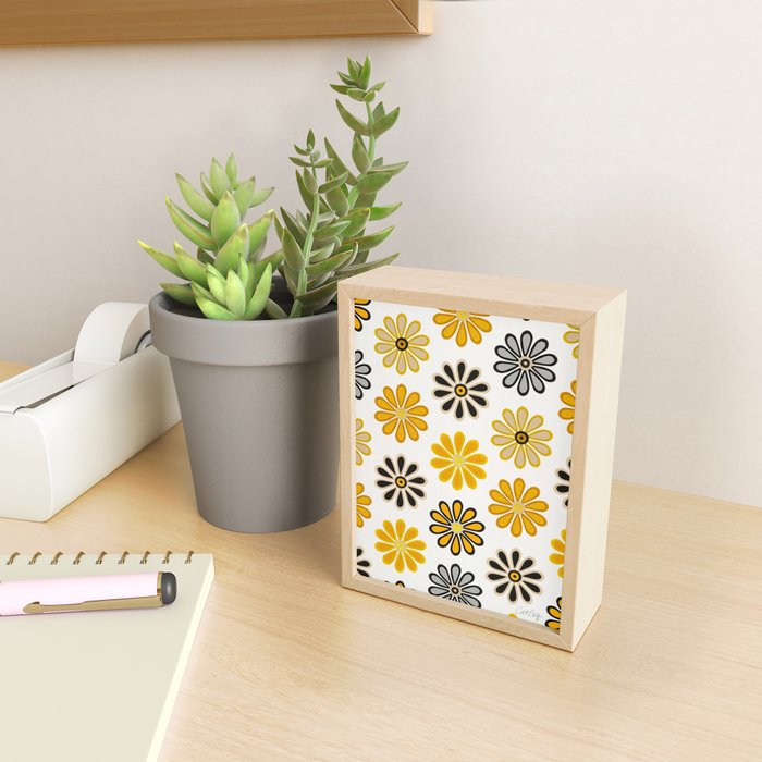 Retro Florals â Yellow & Black Mini Art Print Gallery Image 2