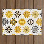 Retro Florals â Yellow & Black Outdoor Rug Gallery Image 1