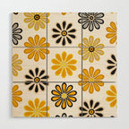 Retro Florals â Yellow & Black Wood Wall Art Gallery Image 1