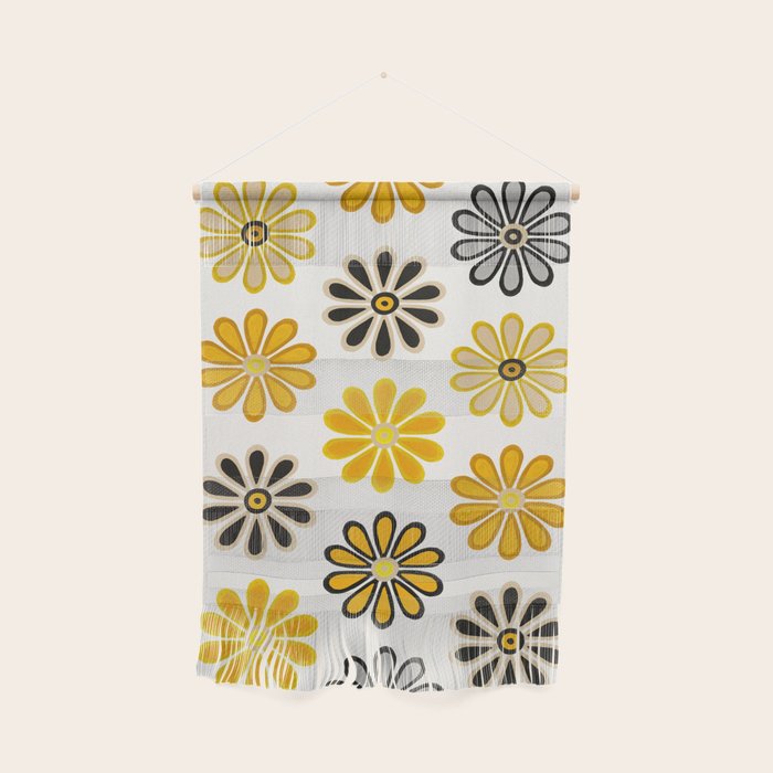 Retro Florals â Yellow & Black Wall Hanging Gallery Image 1