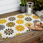 Retro Florals â Yellow & Black Outdoor Rug Gallery Image 2