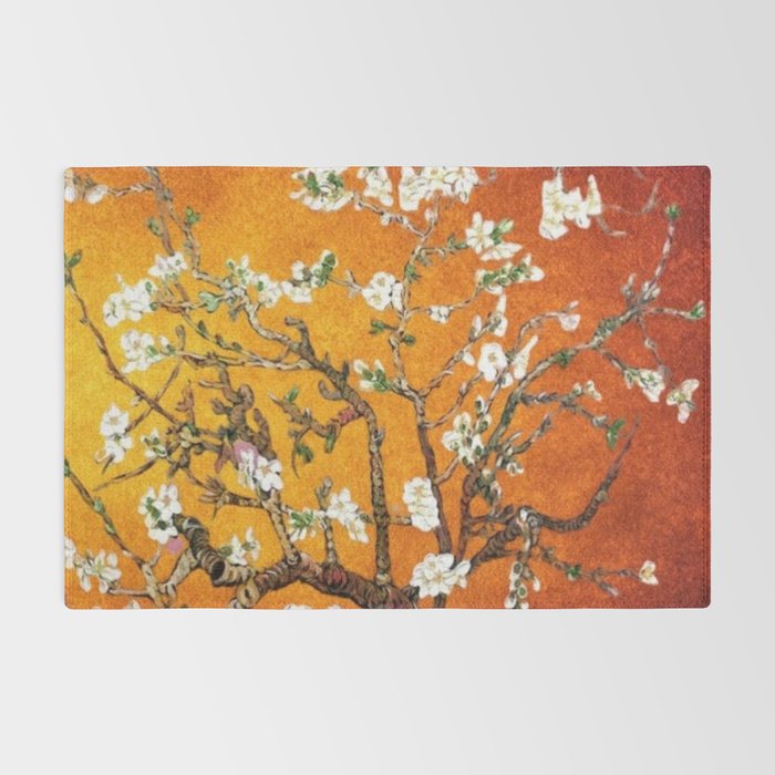Vincent van Gogh Blossoming Almond Tree (Almond Blossoms) Orange Sky Rug Gallery Image 2