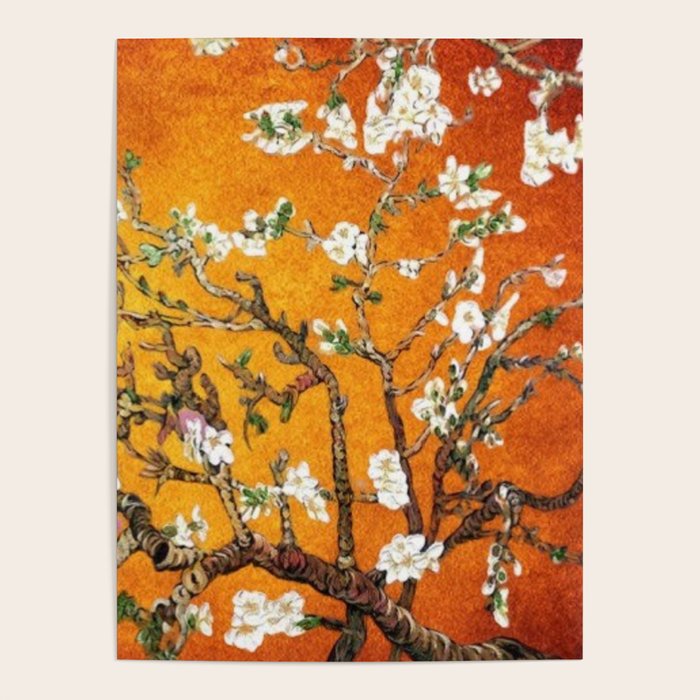 Vincent van Gogh Blossoming Almond Tree (Almond Blossoms) Orange Sky Poster Gallery Image 4