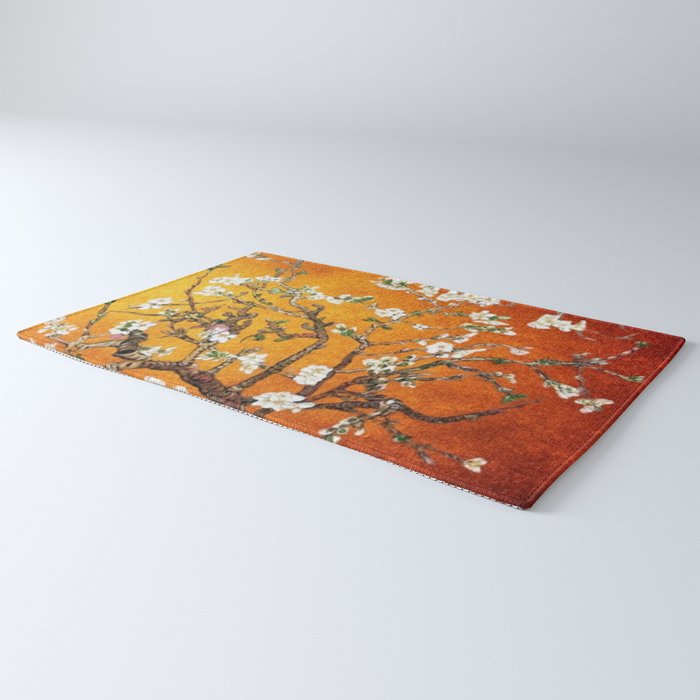 Vincent van Gogh Blossoming Almond Tree (Almond Blossoms) Orange Sky Rug Gallery Image 3