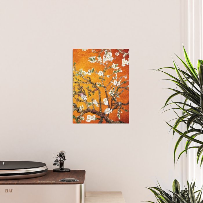 Vincent van Gogh Blossoming Almond Tree (Almond Blossoms) Orange Sky Poster Gallery Image 2