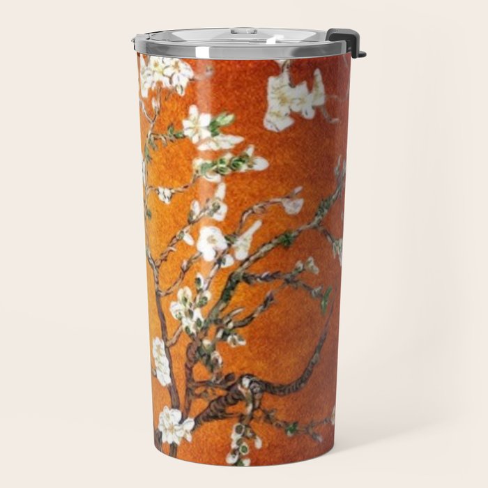 Vincent van Gogh Blossoming Almond Tree (Almond Blossoms) Orange Sky Travel Mug Gallery Image 2