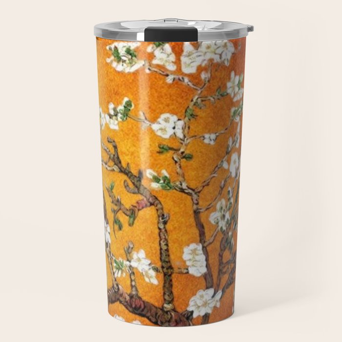 Vincent van Gogh Blossoming Almond Tree (Almond Blossoms) Orange Sky Travel Mug Gallery Image 1