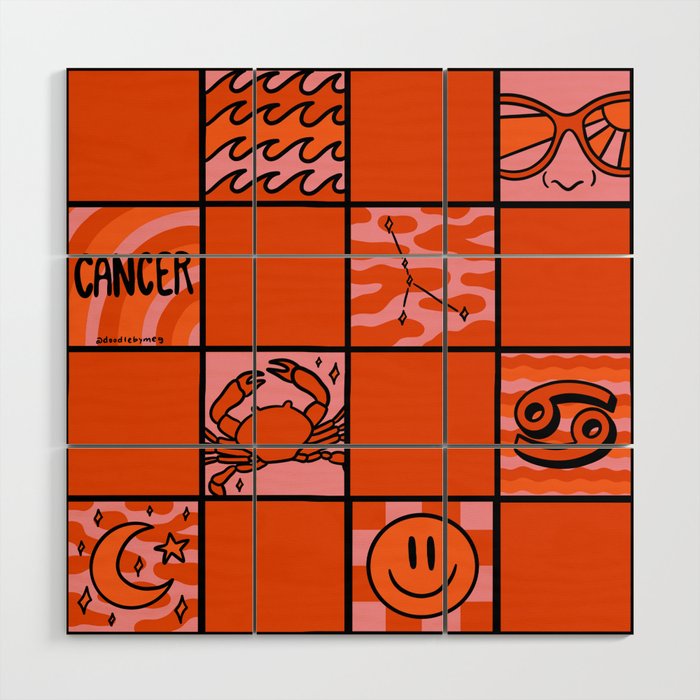 Cancer Checkered Print Wood Wall Art Gallery Image 1