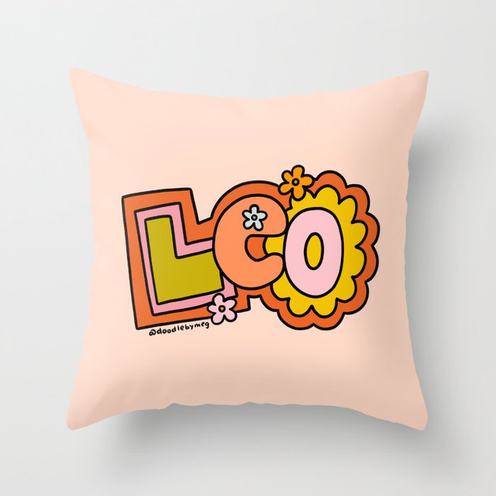 Leo Doodle Letters Throw Pillow Gallery Image 1