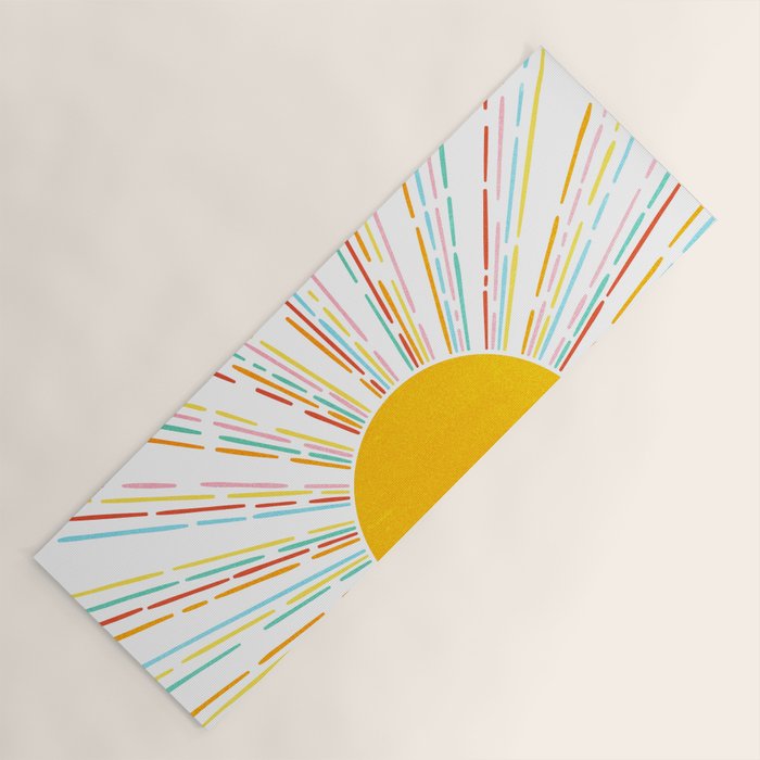 Retro Sunburst: Rainbow Edition Yoga Mat Gallery Image 1