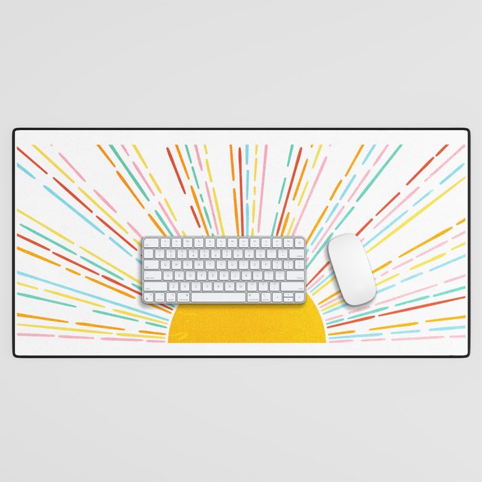 Retro Sunburst: Rainbow Edition Desk Mat Gallery Image 1