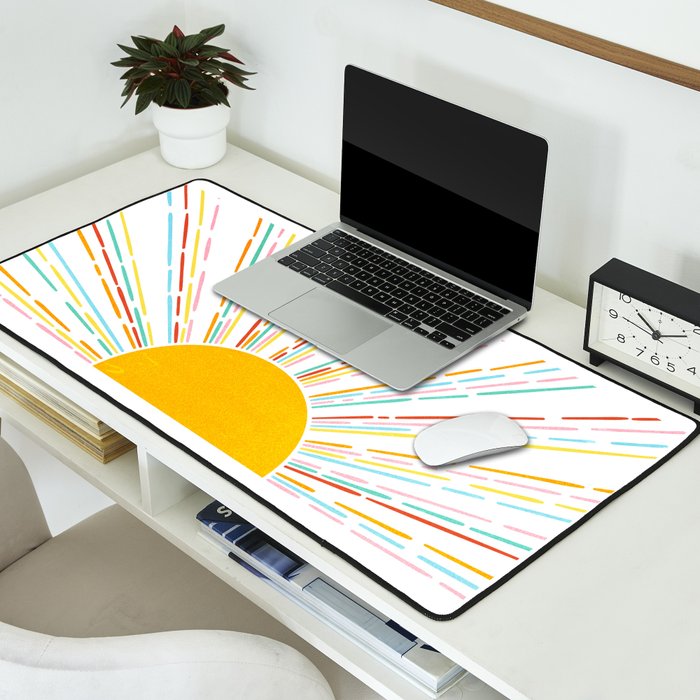 Retro Sunburst: Rainbow Edition Desk Mat Gallery Image 2