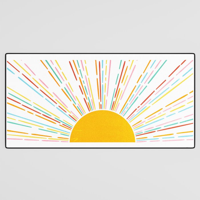 Retro Sunburst: Rainbow Edition Desk Mat Gallery Image 3