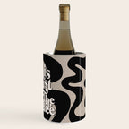 This Must Be The Place - 70s, Vintage, Retro, Abstract Pattern (Black & Beige) Wine Chiller Gallery Image 3