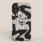 This Must Be The Place - 70s, Vintage, Retro, Abstract Pattern (Black & Beige) iPhone Case Gallery Image 1