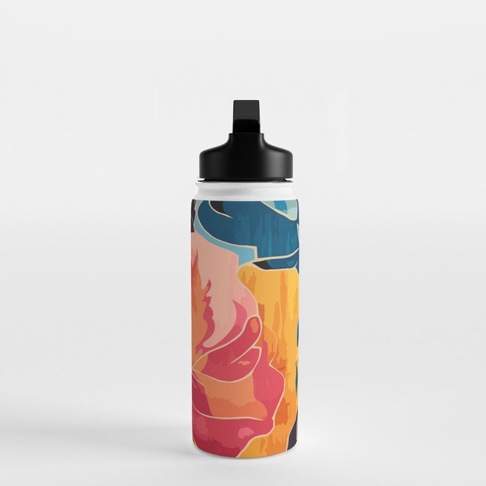 Colorful Pink and Blue Decorative Floral Water Bottle Gallery Image 3