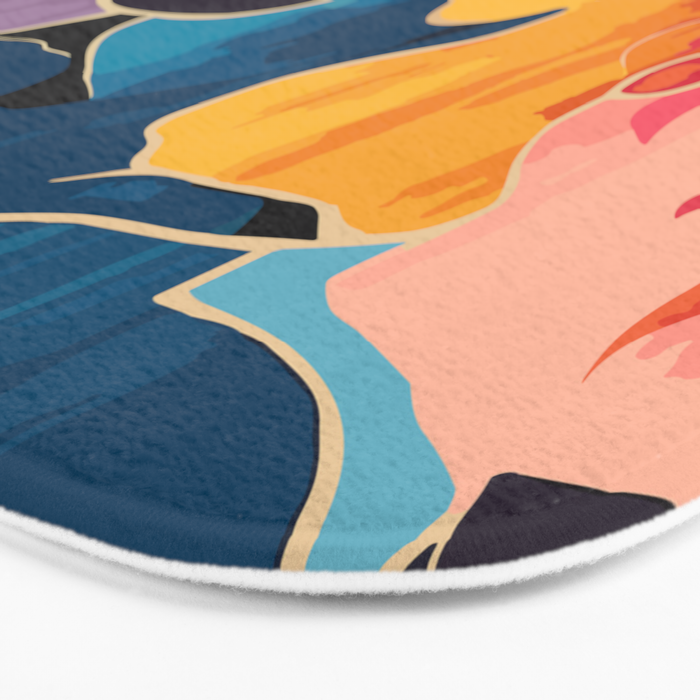 Colorful Pink and Blue Decorative Floral Bath Mat Gallery Image 3