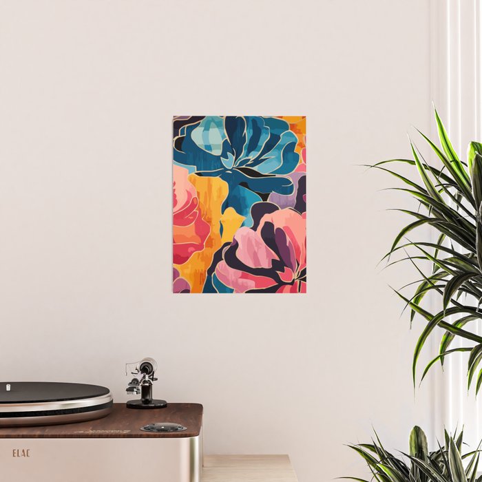 Colorful Pink and Blue Decorative Floral Poster Gallery Image 2