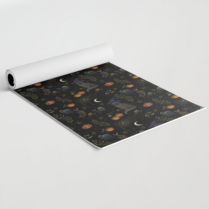 The Black Cat on Halloween Night Yoga Mat Gallery Image 2