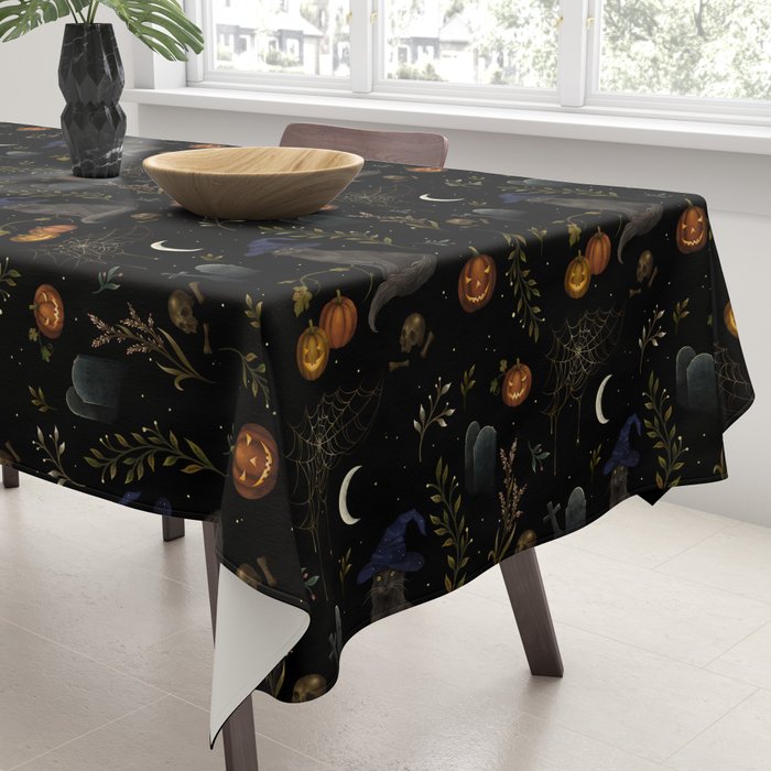 The Black Cat on Halloween Night Tablecloth Gallery Image 3