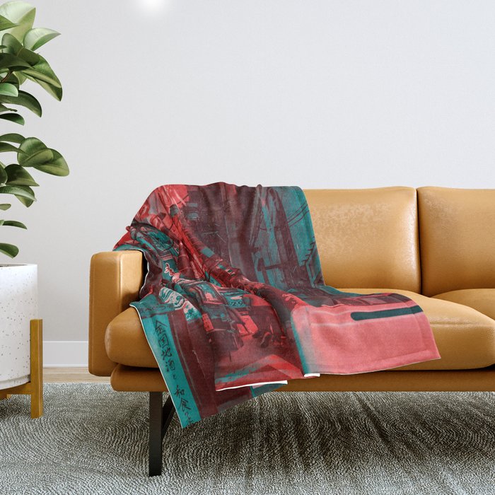 Anime Japan Street Throw Blanket Gallery Image 1