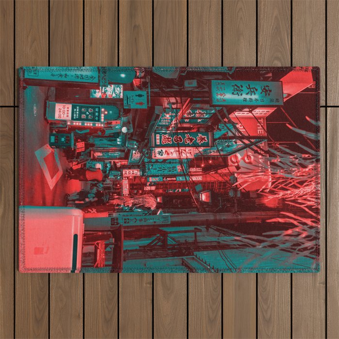 Anime Japan Street Outdoor Rug Gallery Image 1