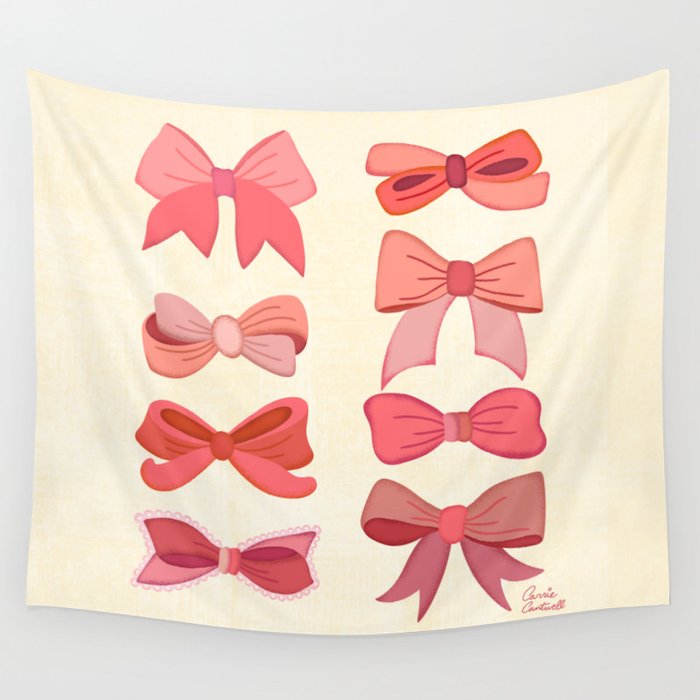 Vintage Pink Bows Wall Tapestry Gallery Image 4