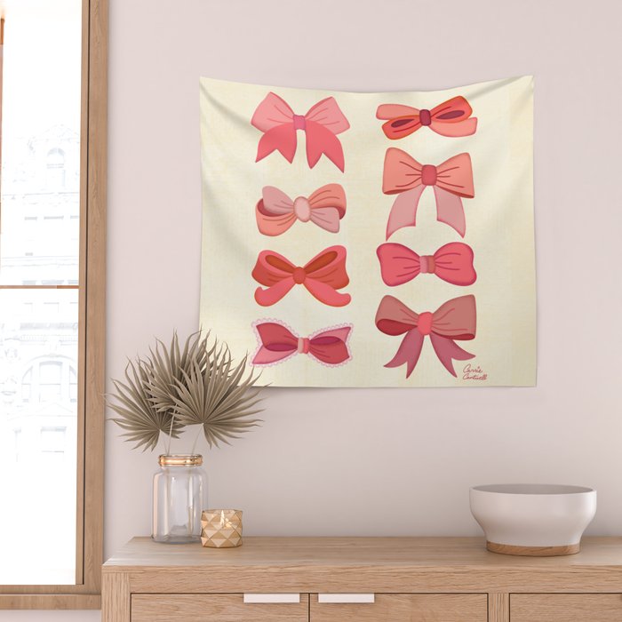 Vintage Pink Bows Wall Tapestry Gallery Image 2