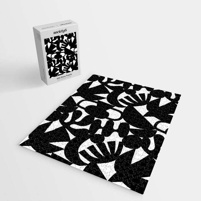 Black and white organic nature shape art pattern Jigsaw Puzzle Gallery Image 2