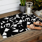 Black and white organic nature shape art pattern Outdoor Rug Gallery Image 2