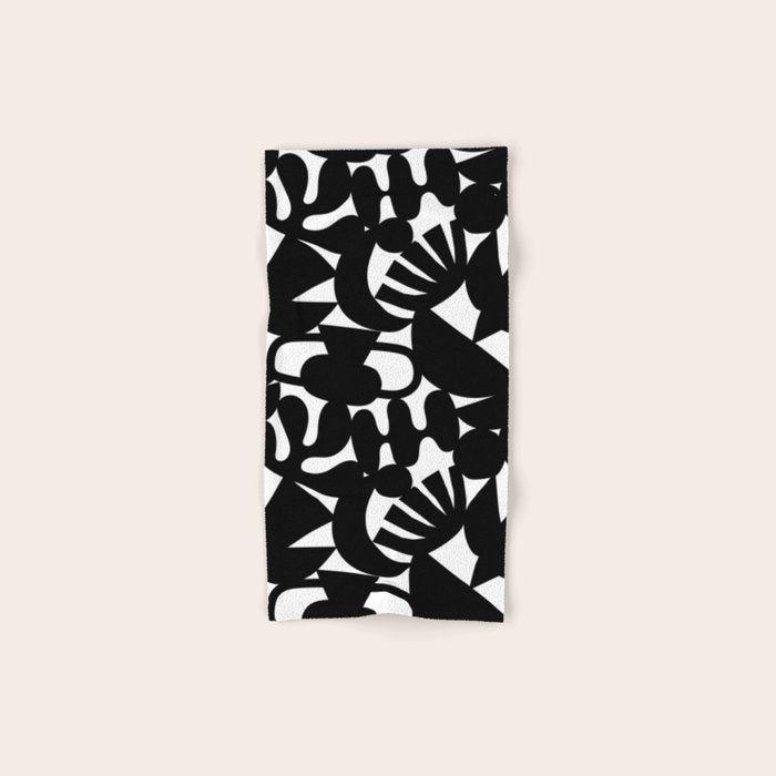 Black and white organic nature shape art pattern Bath Towel Gallery Image 1