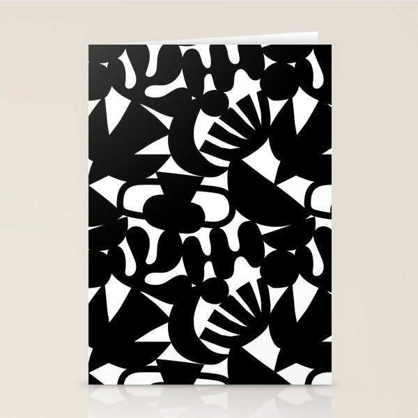 Black and white organic nature shape art pattern Stationery Card Gallery Image 2