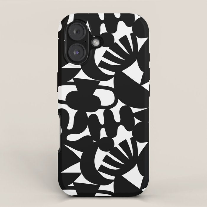 Black and white organic nature shape art pattern iPhone Case Gallery Image 1