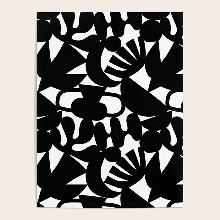 Black and white organic nature shape art pattern Poster Gallery Image 1