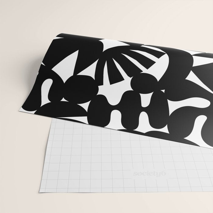 Black and white organic nature shape art pattern Wrapping Paper Gallery Image 2