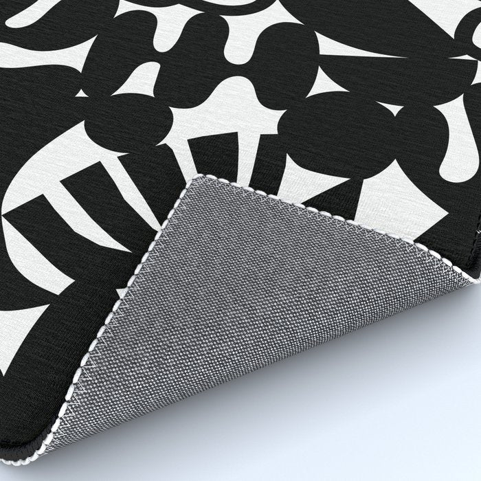 Black and white organic nature shape art pattern Rug Gallery Image 4