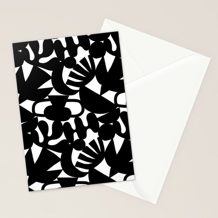 Black and white organic nature shape art pattern Stationery Card Gallery Image 2